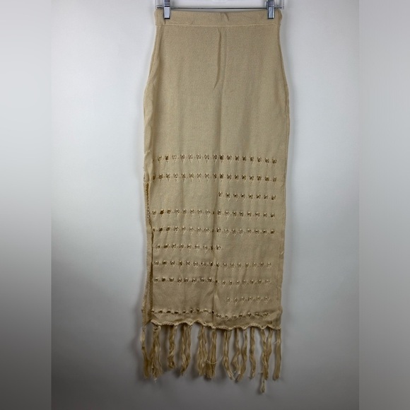 Micas Women's Knitted Tube Top Midi Fringe Skirt Set - Picture 3 of 7